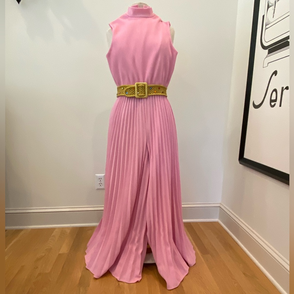 Taylor’s Vintage 60’s Pink Jumpsuit Pleated Palazzo Pants Fits like a size 6